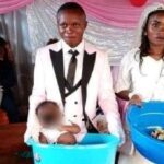 Lady drops her ex-boyfriend’s child in offering bowl during his church wedding to another woman in Akwa Ibom
